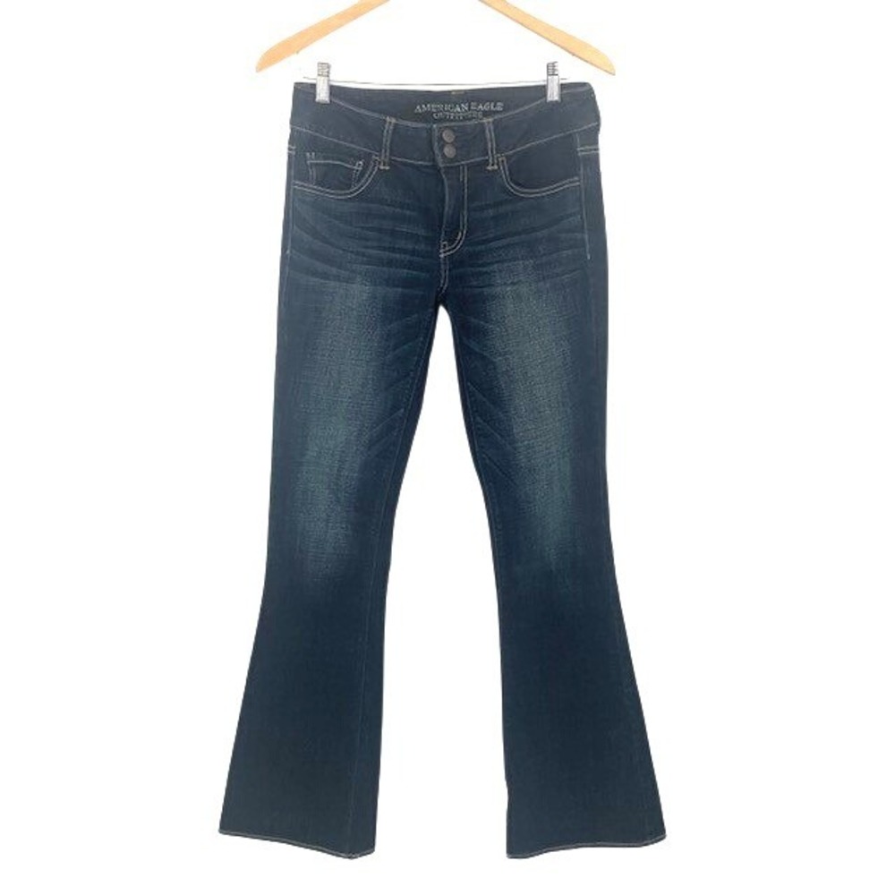 American Eagle Artist Jeans Size 8 Long Dark Wash Flare Bootcut Y2K Stretch